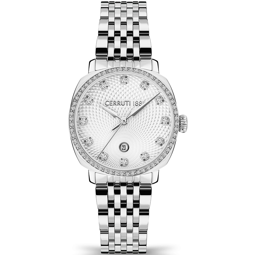 Cerruti Positano Women's Crystals Silver Stainless Steel Bracelet Watch