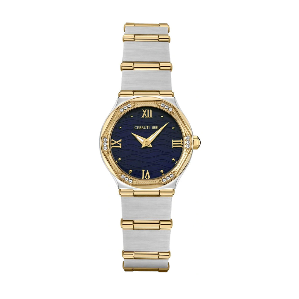 Cerruti Rendinara Women's Crystals Two Tone Stainless Steel Bracelet Watch