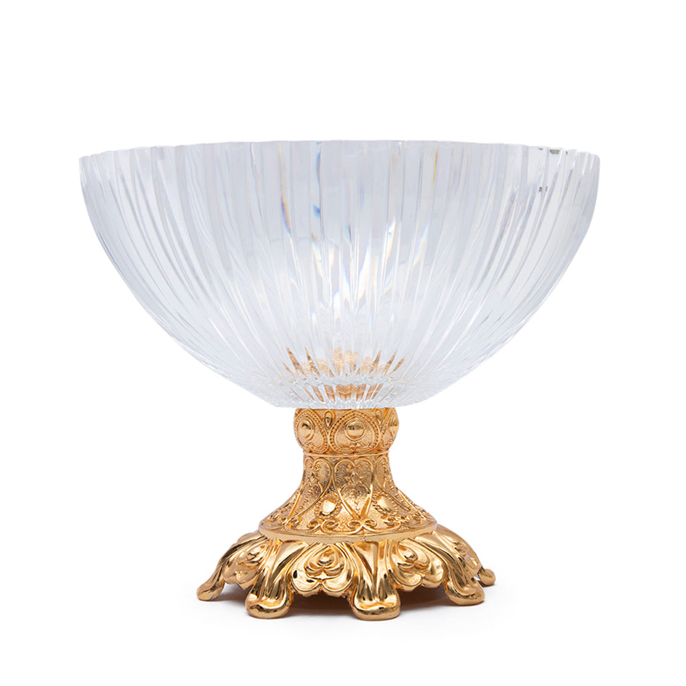 Cristal De Paris Coupes Lines 22 Cm On Gold Metal Leg
