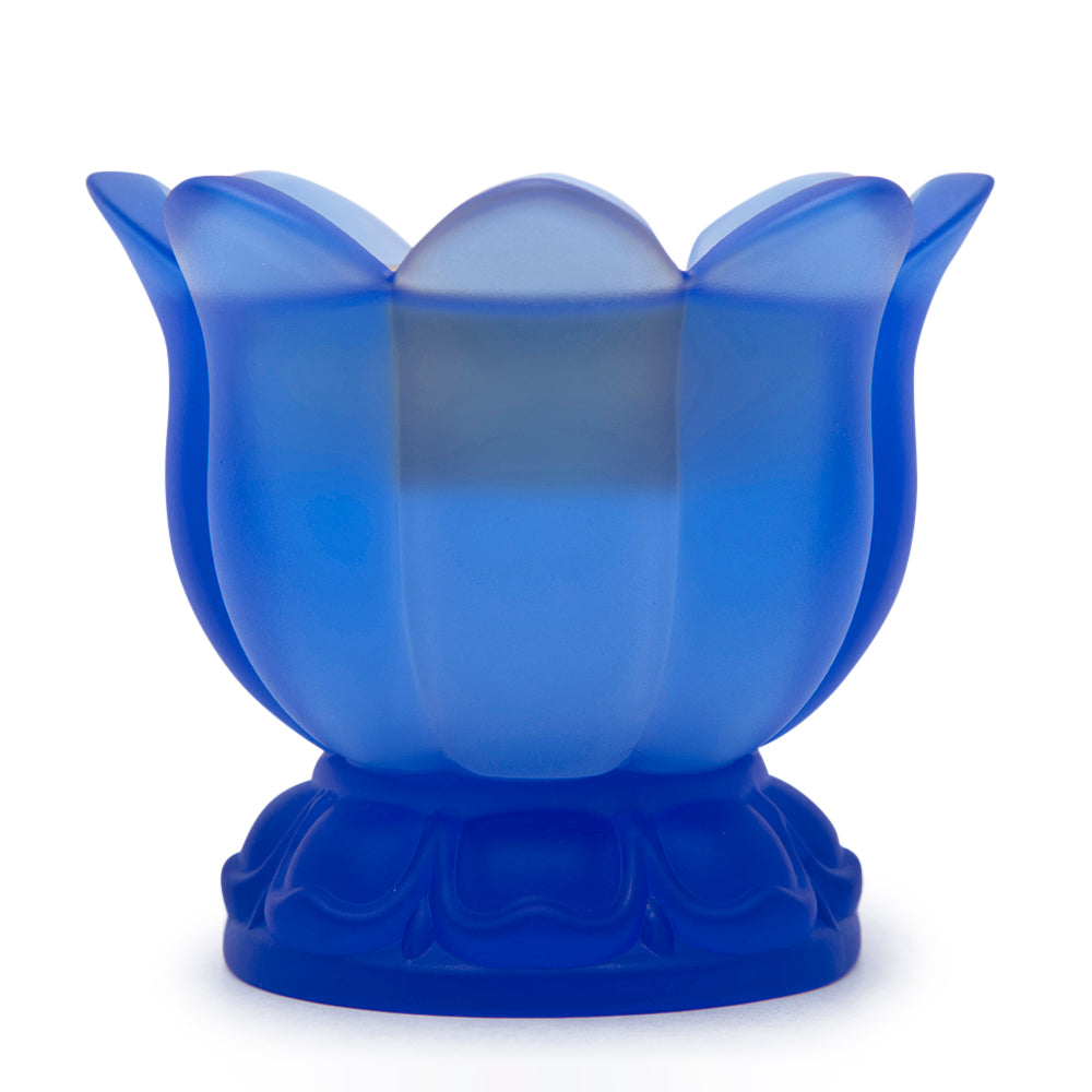 Cristal De Paris Small Bowl Lotus Blue, H 11x9 Cm