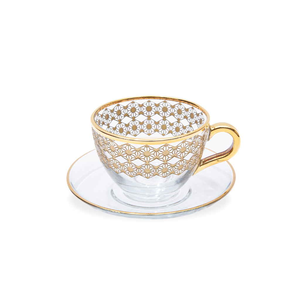 Decorium Mrc 12 Pcs Espresso Set, Saucer With Gold Rim