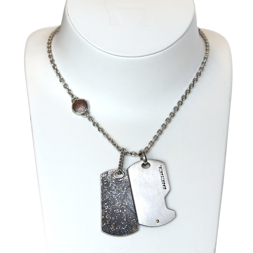 Diesel Men's Necklace Stainless Steel With 2Pcs. Pendant