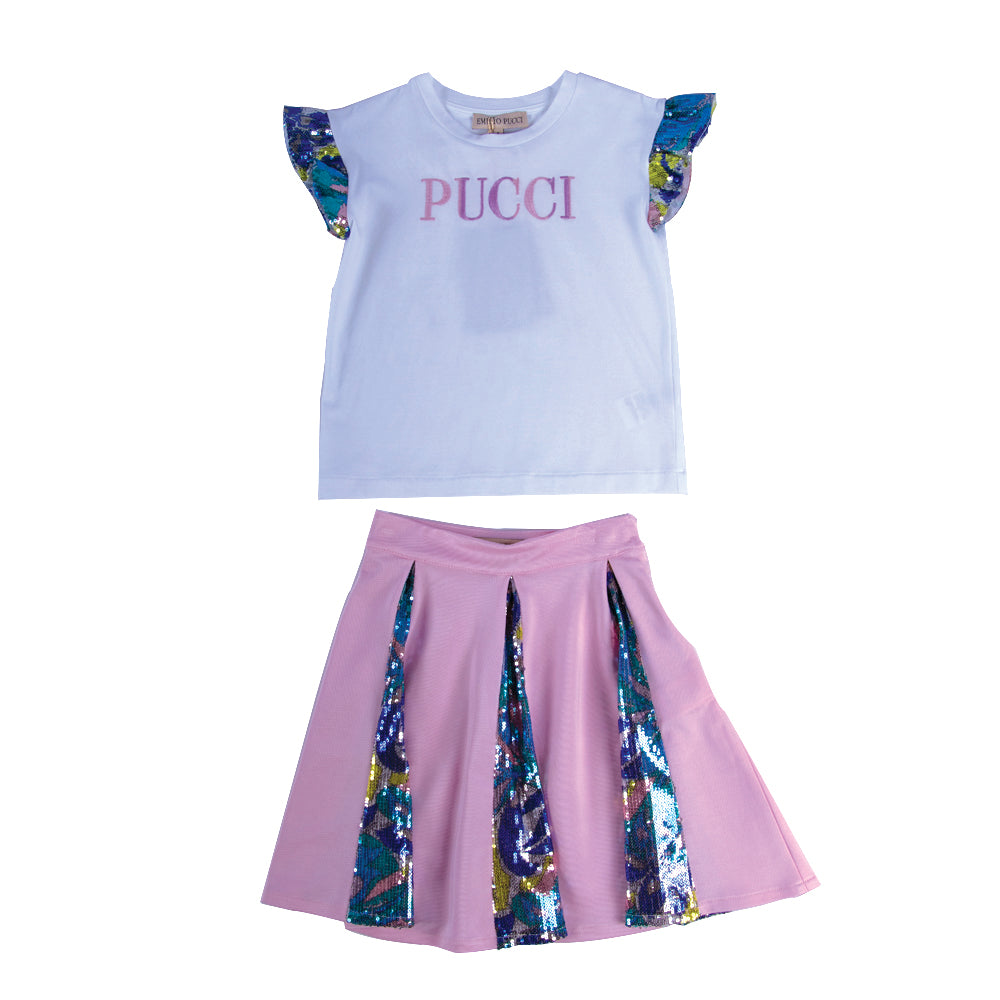 Emilio Pucci Multicolor Set T-Shirt+Skirt