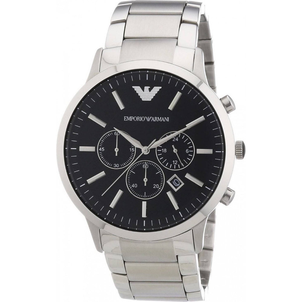 Emporio Armani Men's Sportivo Chronograph Black Dial Steel Watch