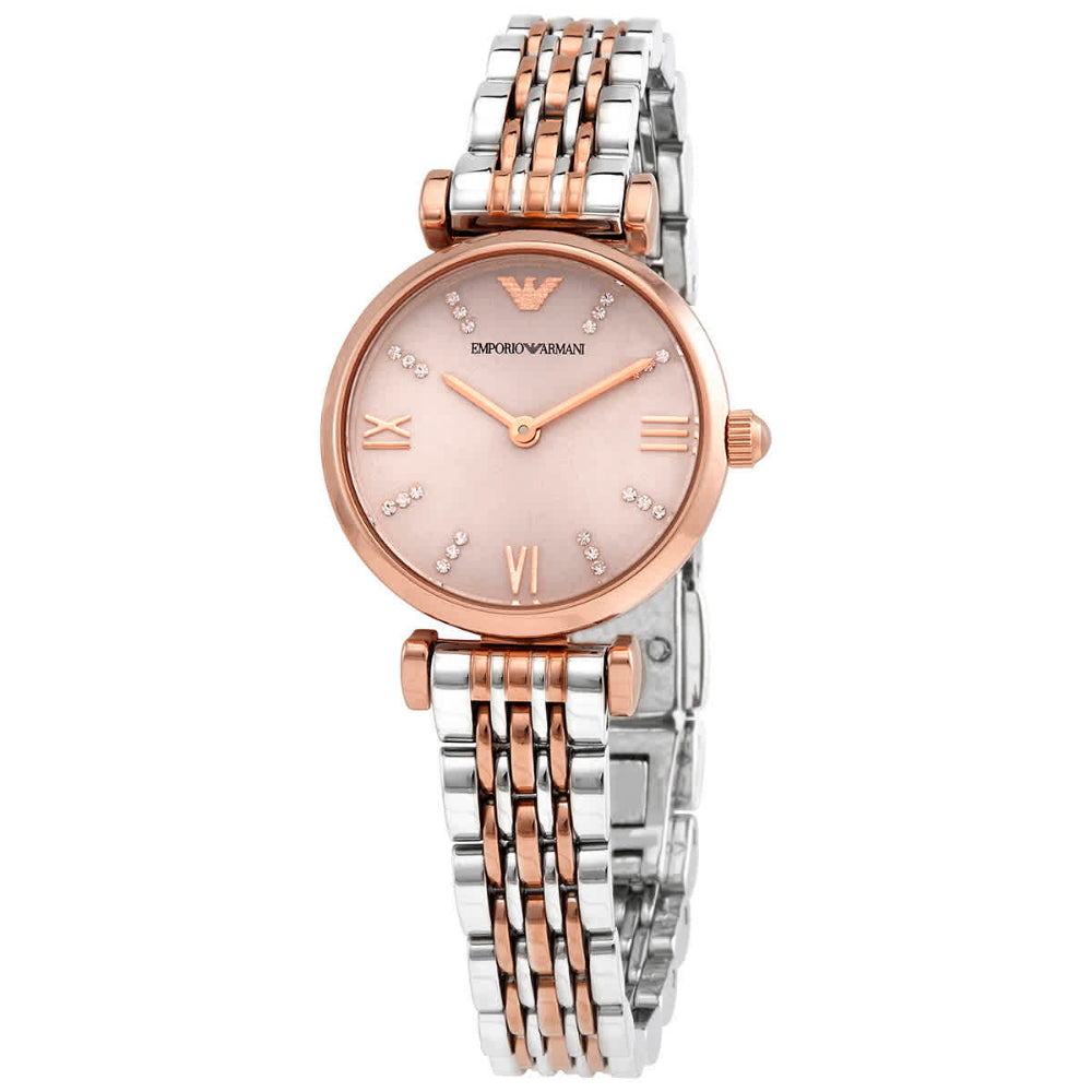 Emporio Armani Women's Gianni T-Bar Rose-Gold Stainless-Steel Quartz Dress Watch