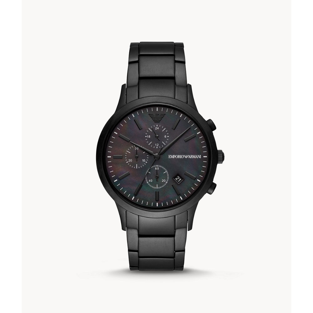 Emporio Armani Men's Renato Black Dial Watch