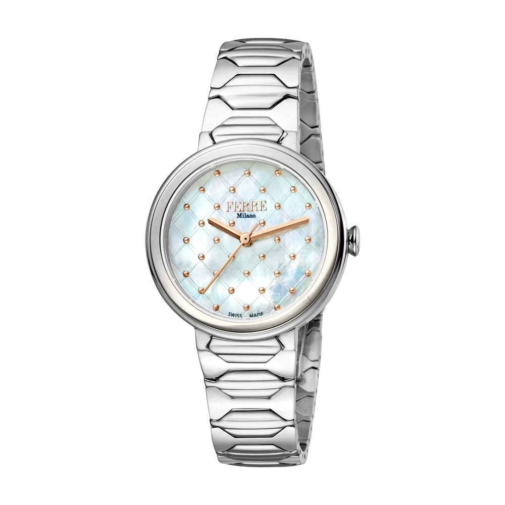 Ferre Milano Ladies Watch Stainless Steel Case With Mother Of Pearl Dial