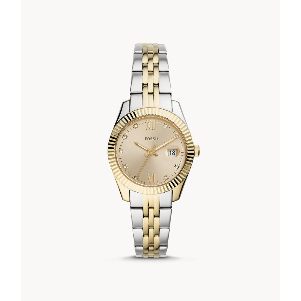 Fossil Scarlette Women's Mini Three-Hand Date Two-Tone Stainless Steel Watch