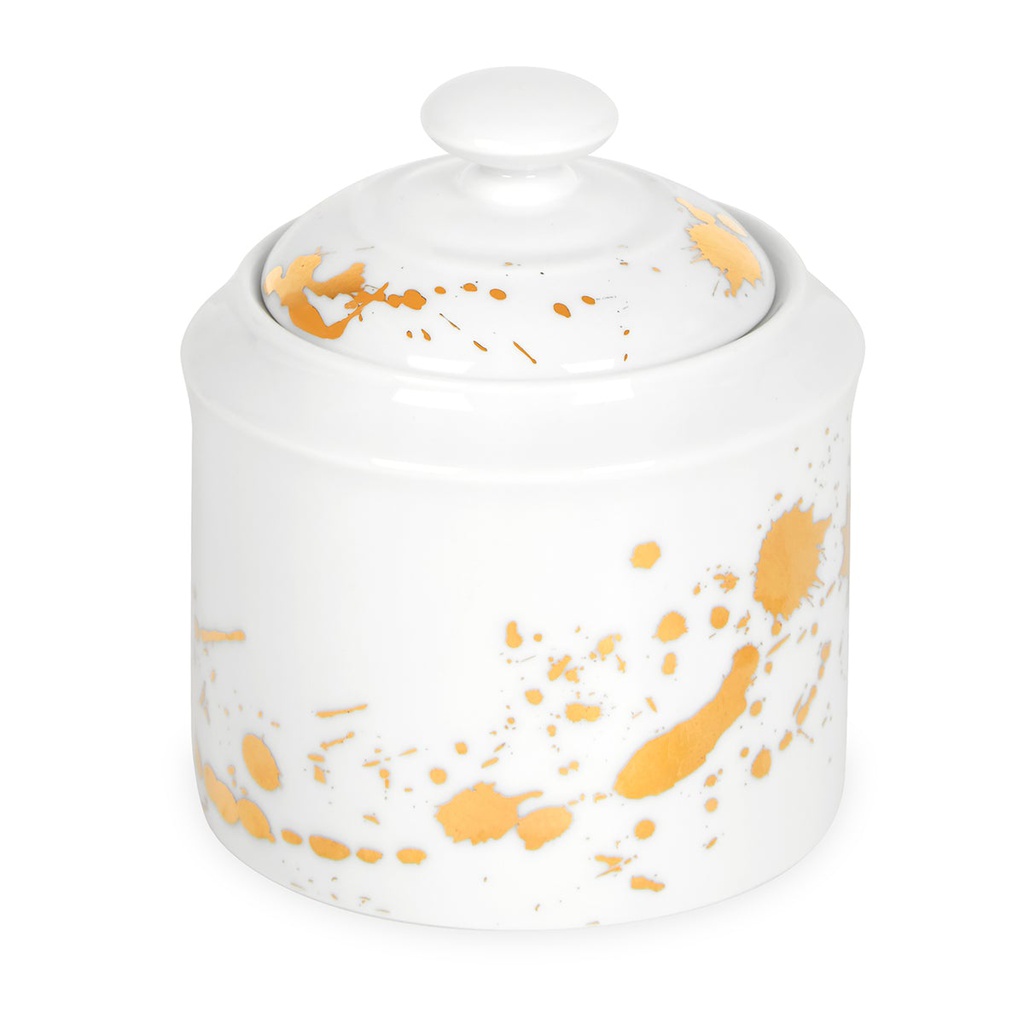 Jonathan Adler 1948 Sugar Bowl White and Gold