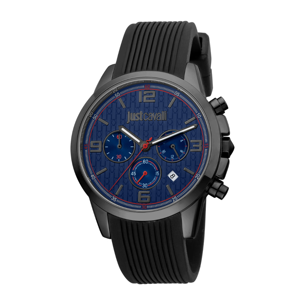 Just Cavalli Men Watch, Black Color Case, Black Dial, Black Strap