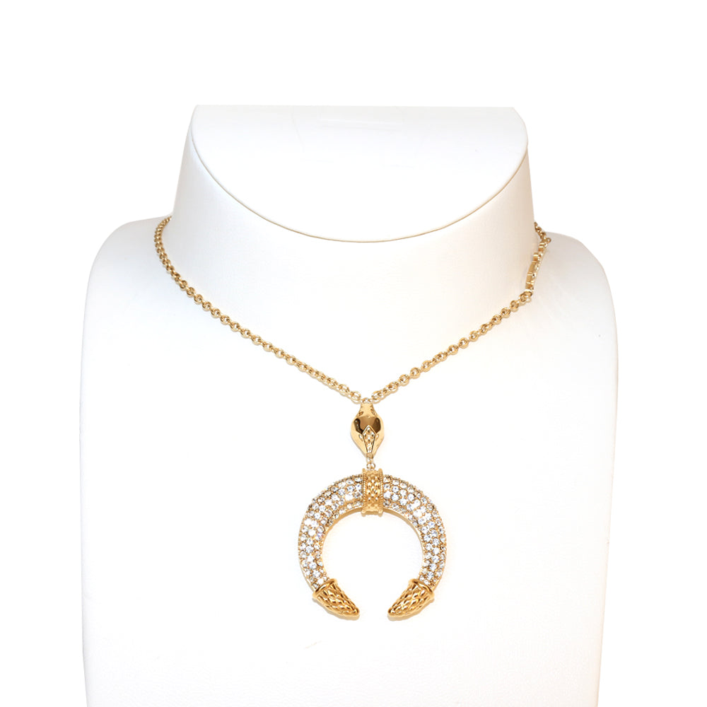 Just Cavalli Necklace Ip Gold Chain With Just Cavalli Logo &amp; C Style &amp; Snake Head Charm Pendant