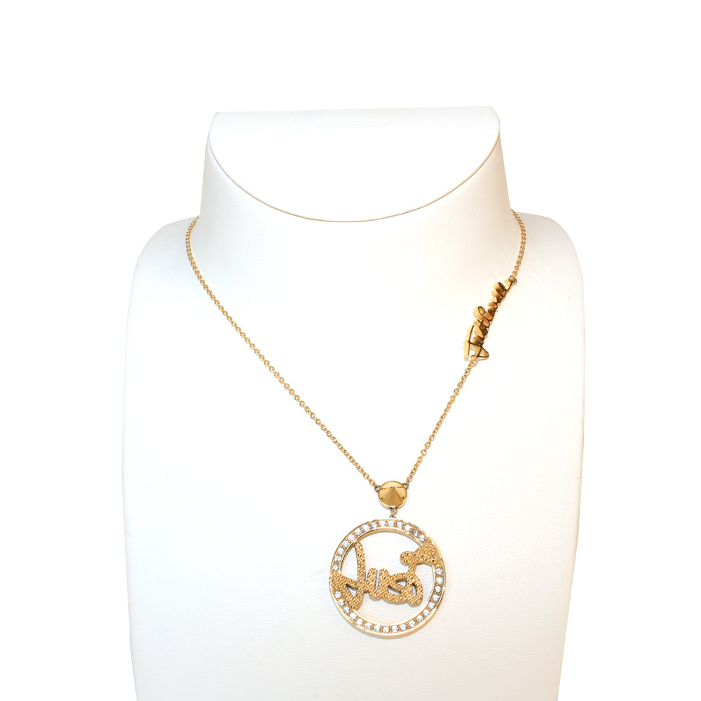 JustÂ Cavalli Fashin AccessoriesÂ Necklace Ip Gold Chain With Just Logo &amp; Stone Round Pendant