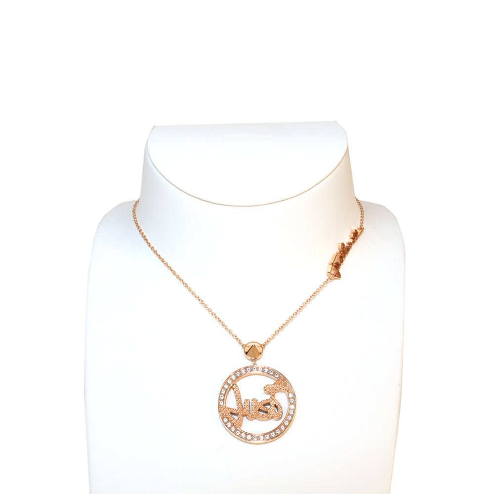 Just Cavalli Necklace Ip Rose Gold Chain With Just Cavalli Logo &amp; Round Shape &amp; Just Logo Pendant