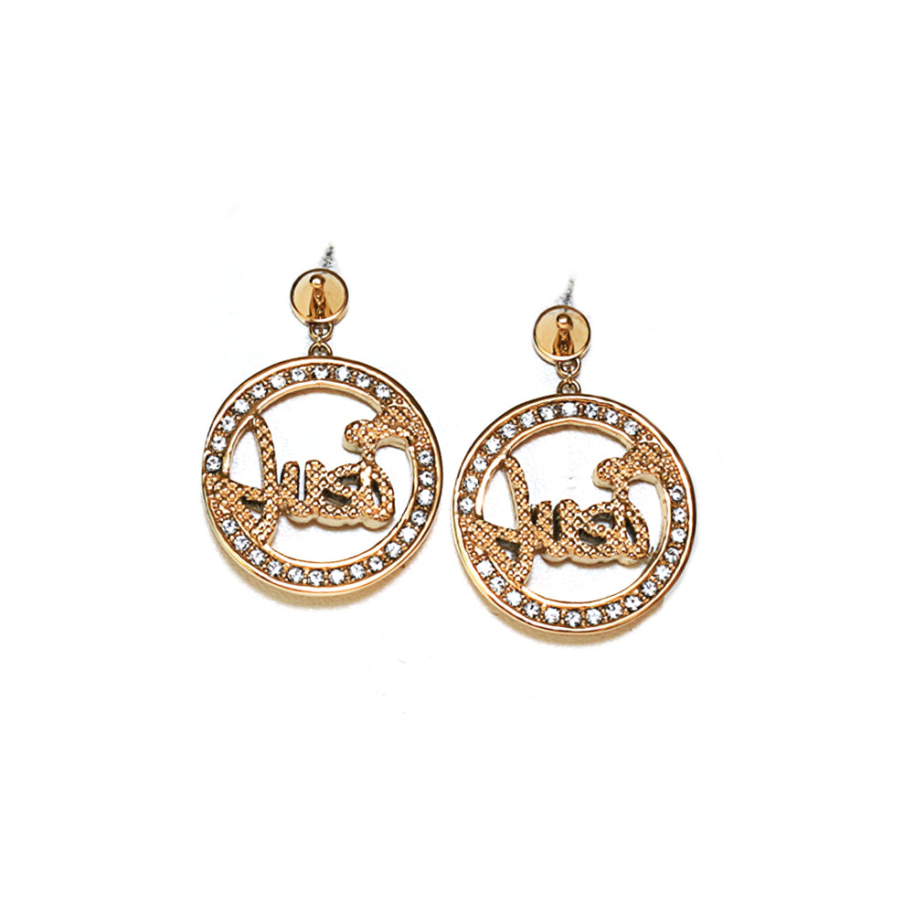 Just Cavalli Earrings Ip Gold Dangling Style &amp; Just Logo Matt Finish