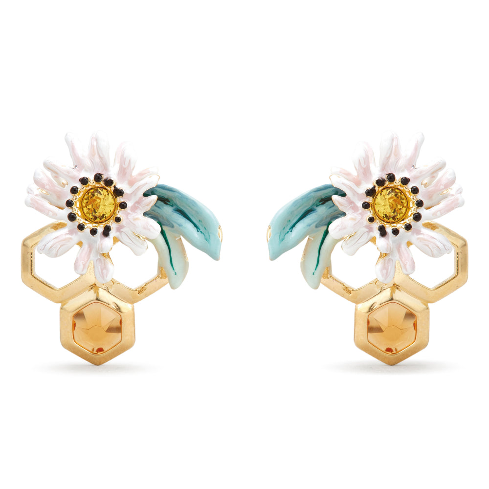 Les Nereides Flowers And Honeycombs Post Earrings