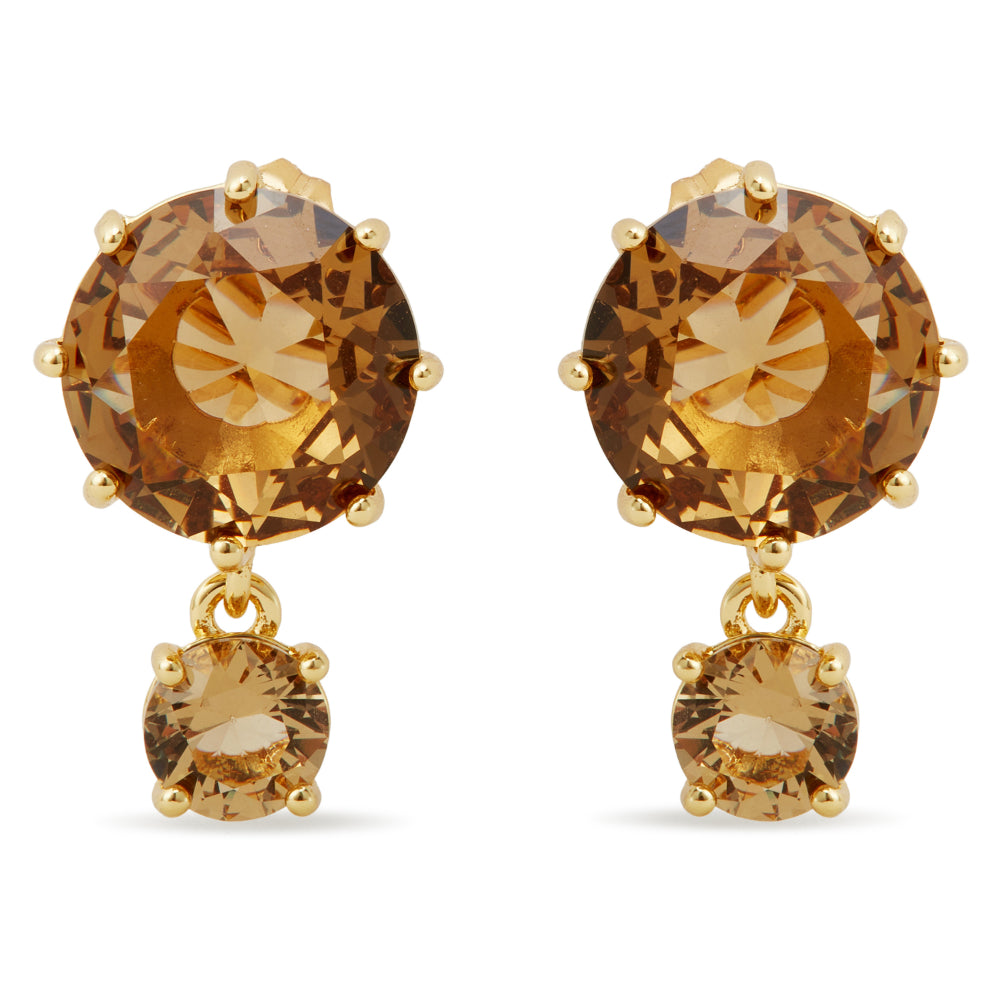 Les Nereides Golden Brown Diamantine Round Post Earrings
