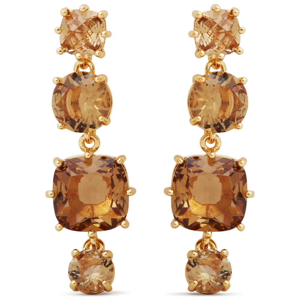 Les Nereides Golden Brown Diamantine 4 Stones Post Earrings