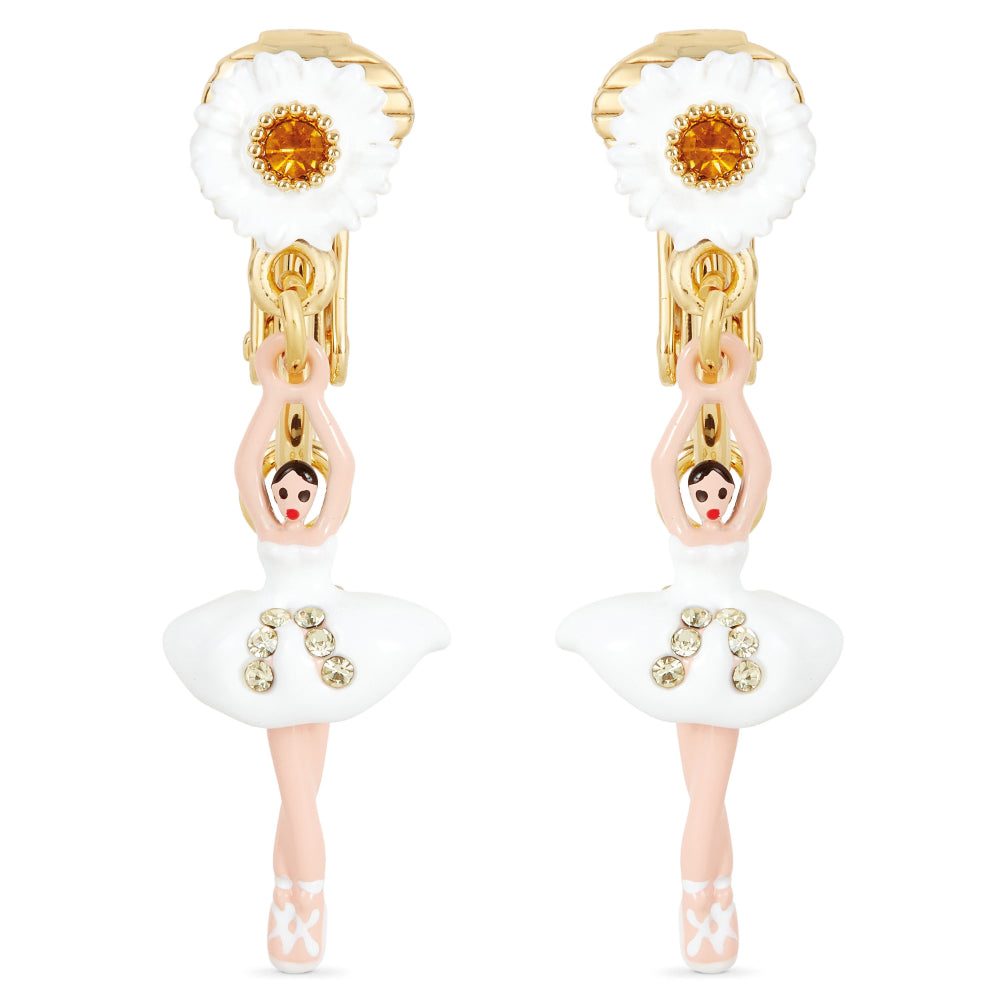 Les Nereides Mini Ballerina And Daisy Clip On Earrings