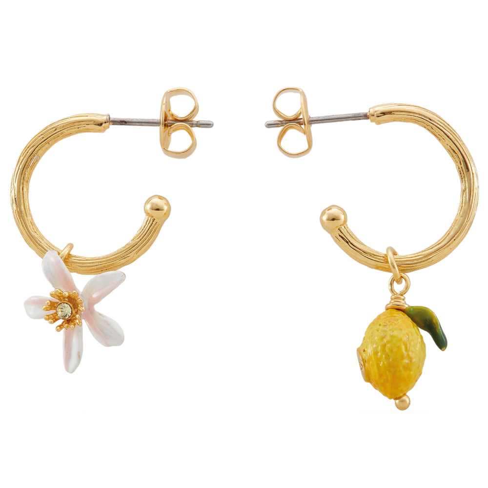 Les Nereides Lemon And Lemon White Blossom Post Hoop Earrings