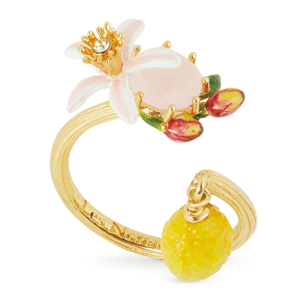 Les Nereides Lemon Flower And Faceted Glass Adjustable Ring