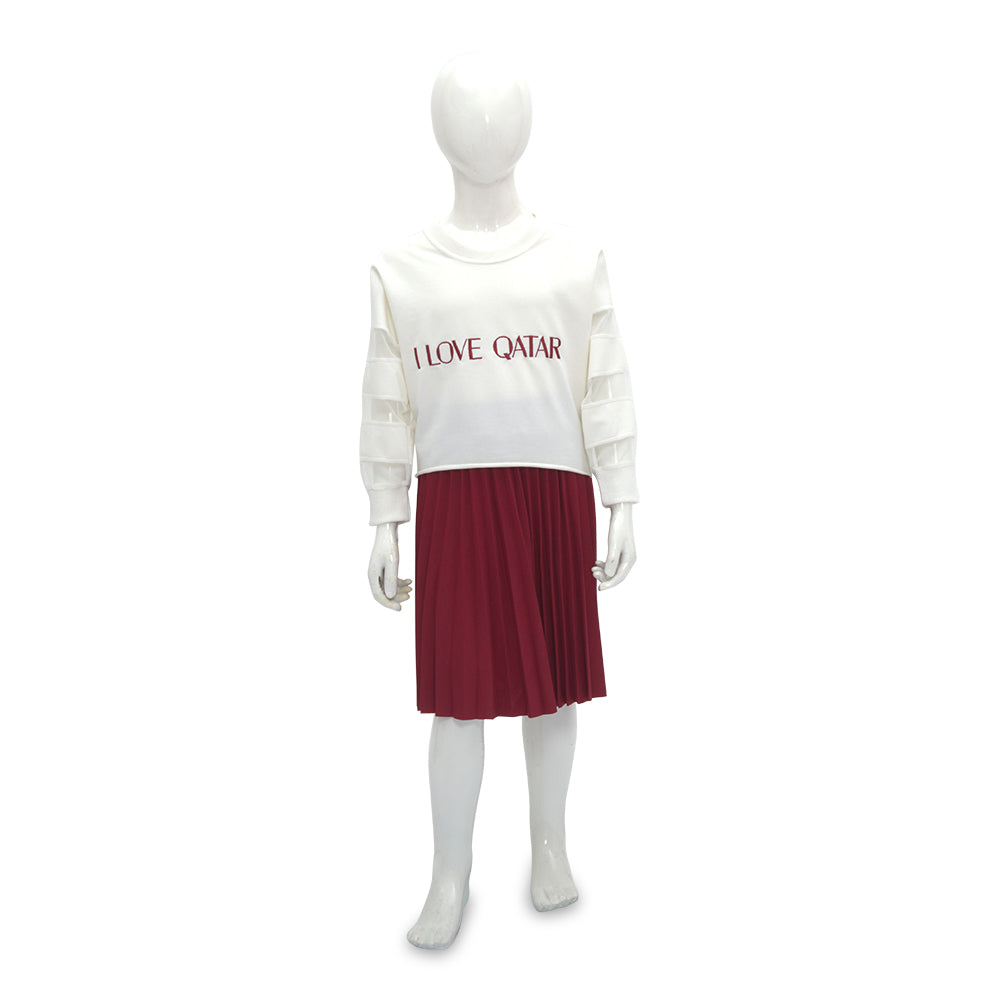 Pear Qatar Off-White Set T-Shirt &amp; Skirt