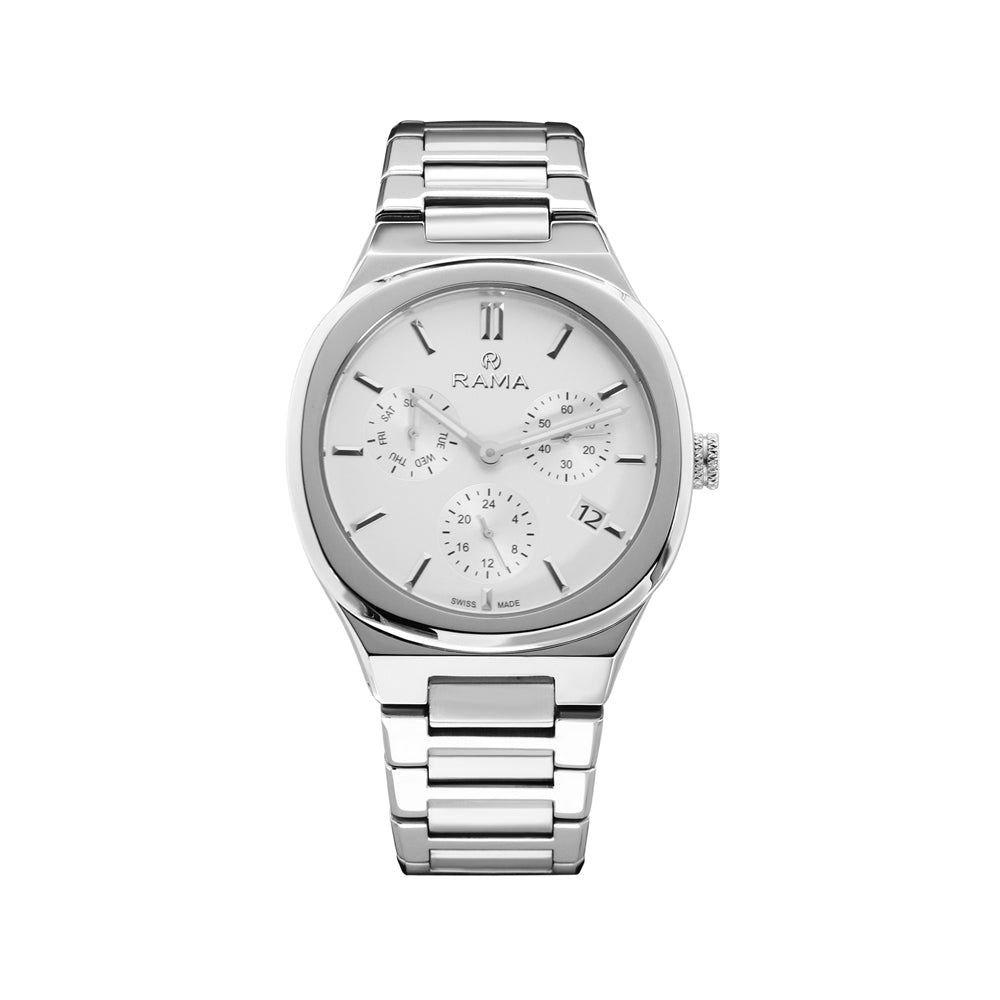Rama Men's Quartz Watch Full Stainless Steel Case &amp; Bracelet With White Dial