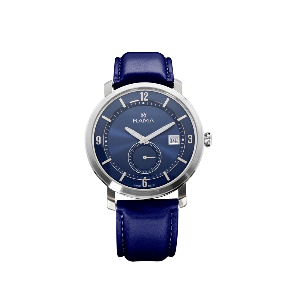 Rama Men's Quartz Watch Stainless Steel Case With Blue Sun Ray And Blue Ring Dial