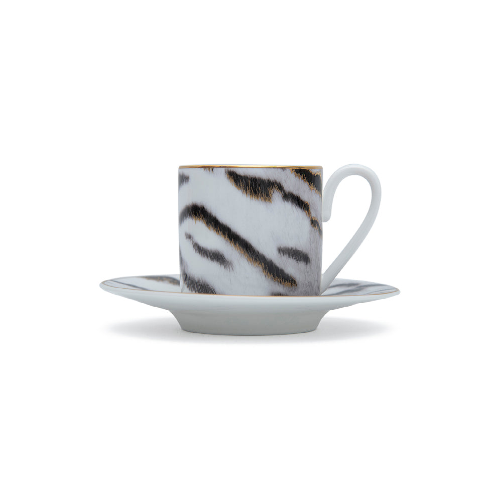 Roberto Cavalli Tiger Luxury box Set 2 Pcs. Coffee Cup &amp; Saucer - 6 x H 6.1 Cm Cap.12 Cl. - S.12 Cm