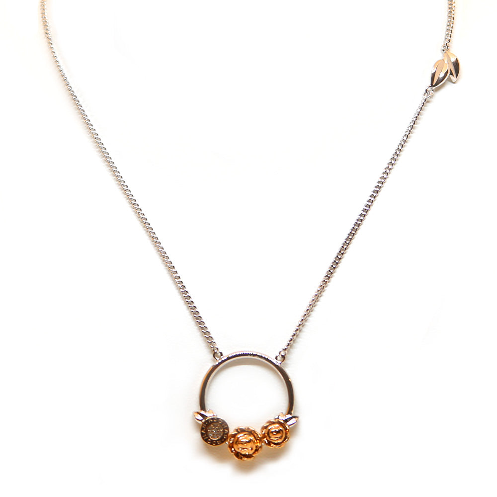 Rochas Necklace SS ChainÂ &amp; Rosegold Plated Pendant