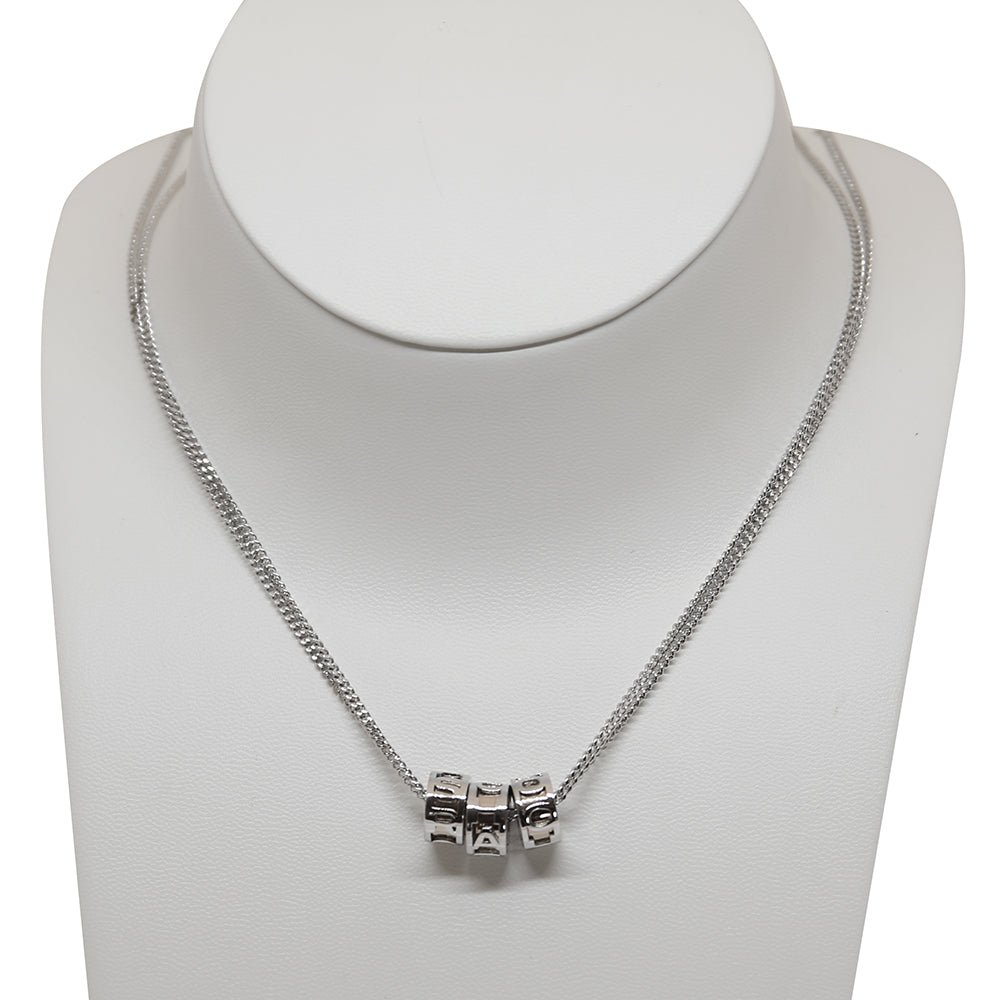 Rochas Ladies Necklace Silver Color Chain With 3 Rolling Charm