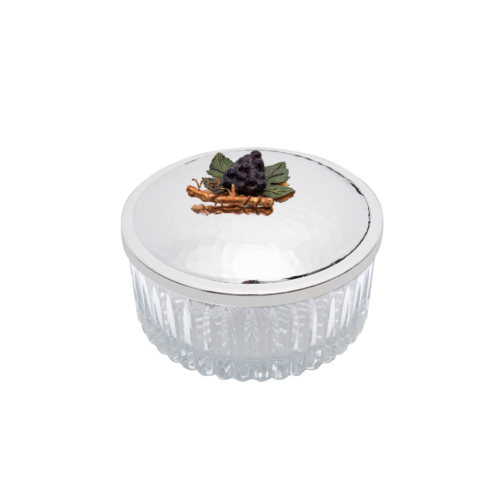 Select Home Grape Splayed Cut Glass Case 16x7 Cm Silver