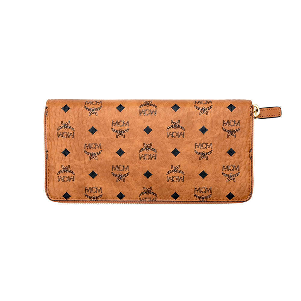 MCM Visetos Organic Tech Zip Wallet Cognac Large