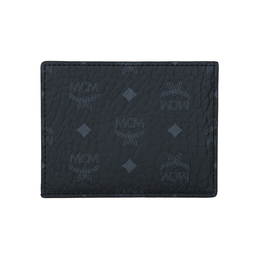 MCM Visetos Original W/Slit Pocket Card Case Wallet Black  Mini