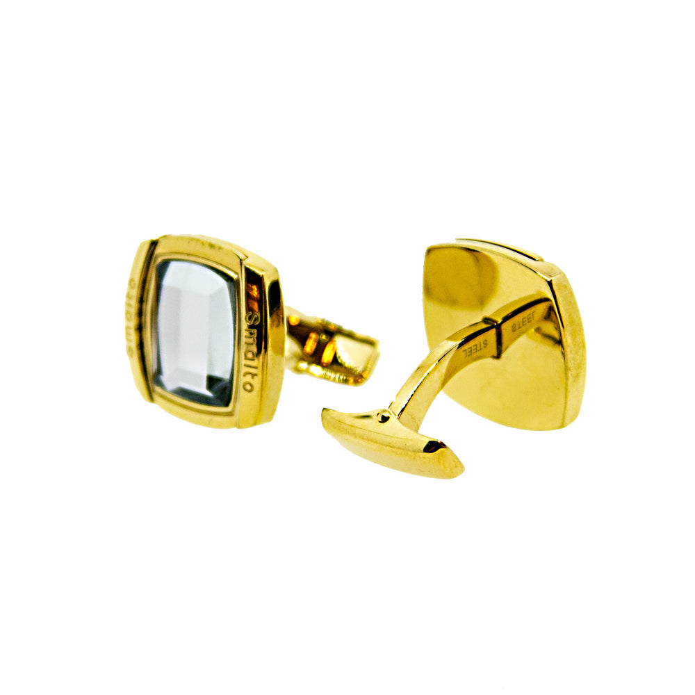 Smalto Cufflinks Gold With Square Crystal Mid