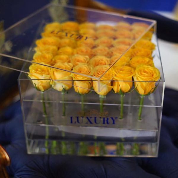 Square Acrylic with Roses in Water