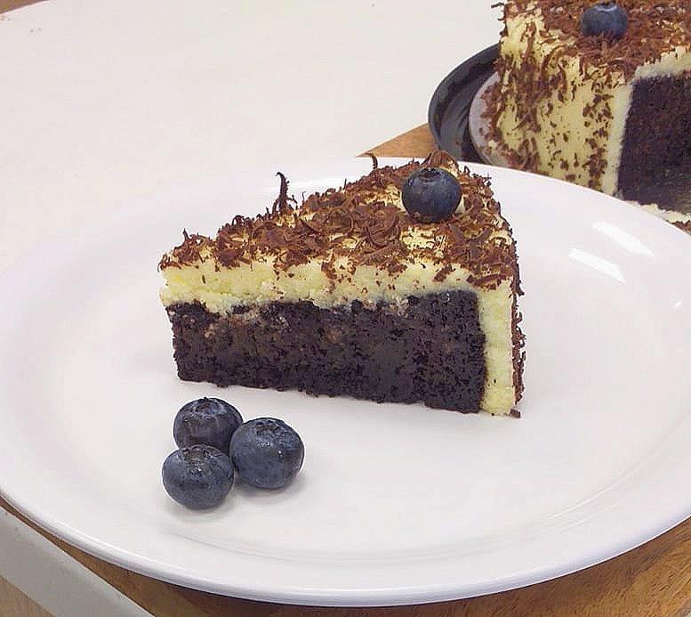 Slice of Frosted Chocolate Cake Keto