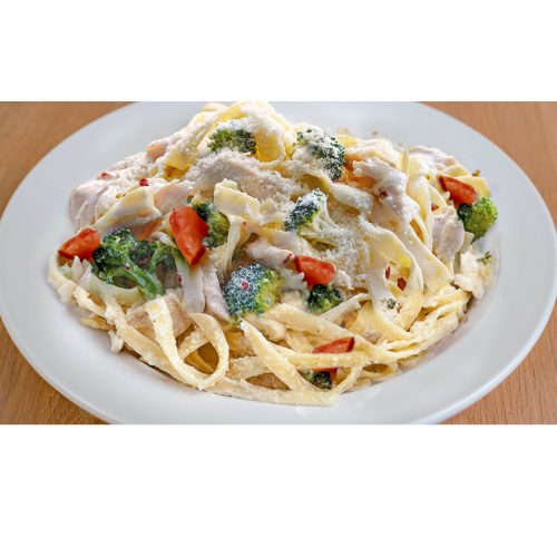 Salmon Fettuccini with Alfredo sauce