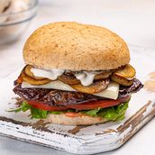 Mushroom Swiss Steak Burger