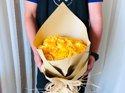 Bouquet With Brown Paper Cover