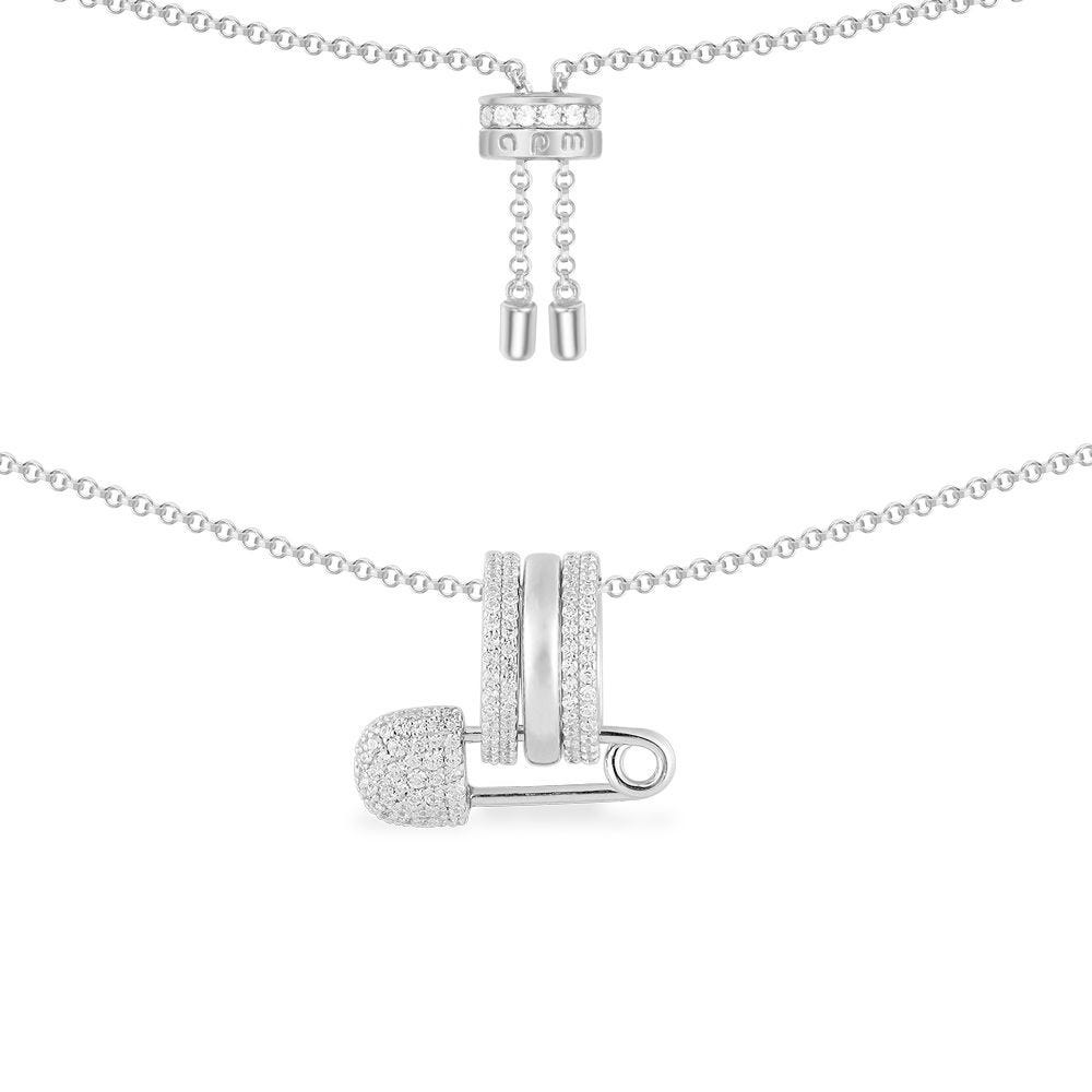 Apm Monaco Safety Pin Adjustable Necklace - Silver