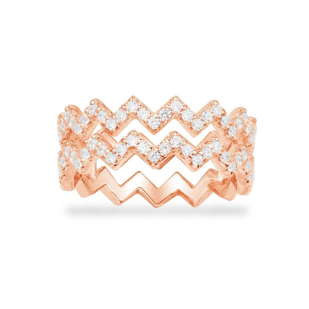 Apm Monaco Double Up And Down Ring - Pink Silver